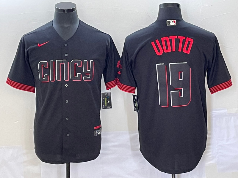 Men's Cincinnati Reds Joey Votto #19 Black 2023 City Connect Jersey